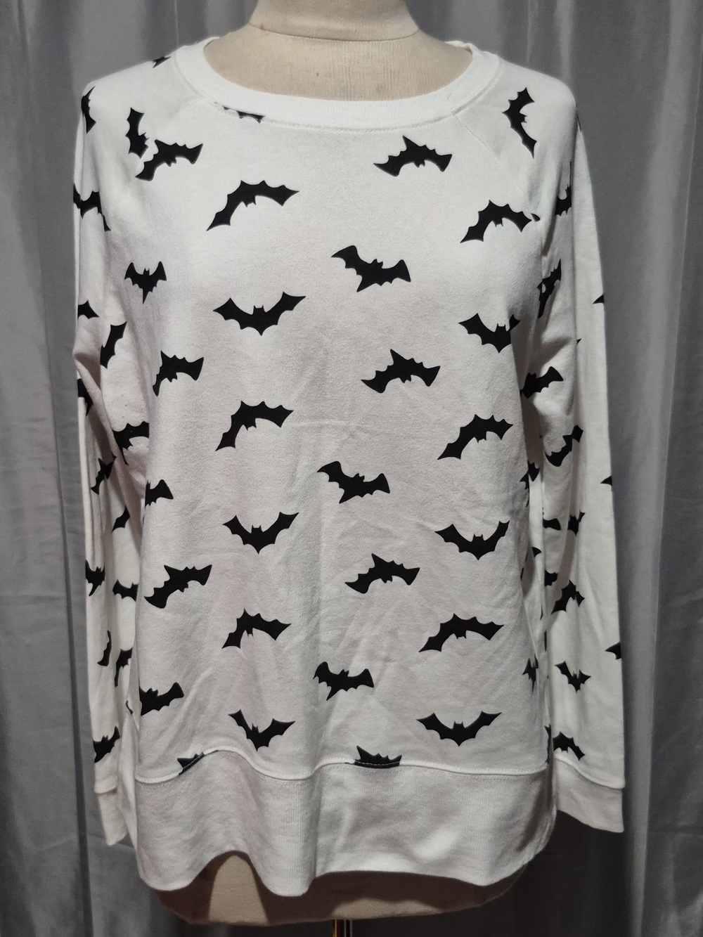Grayson Threads White Pullover with Black Bat Print